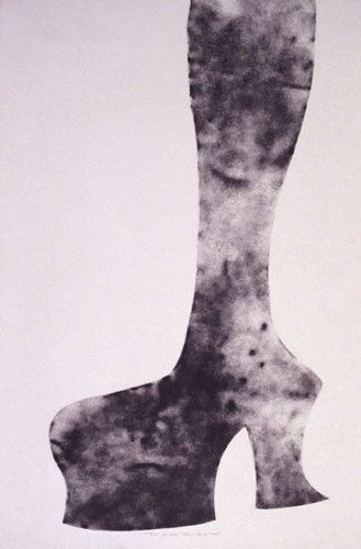 Noha - Leg<br>
        tech.: sucha ihla - dry point<br>
        60x45 cm <p class='nosee'>pop art, art, grafika, graphics, Luca Maro, Marek Lukac, vojna, war, boots, topanka, sucha ihla, drypoint, Kaltnadel, pointe, séche, punta seca</p>