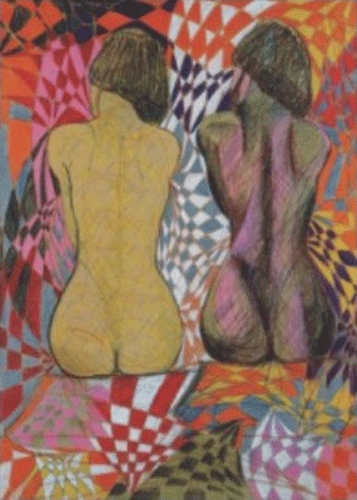 Dva ricki - Two bums<br>
        tech.: sitodruk - serigraphy<br>
        70x50 cm <p class='nosee'>pop art, art, grafika, graphics, Luca Maro, Marek Lukac, sieťotlač, serigraphy, Siebdruck, sérigraphie, serigraphia</p>
