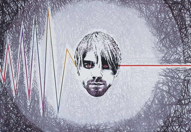 Kurt Cobain<br>
      tech.: kameňodruk - lithography<br>
      50x70 cm <p class='nosee'>Kurt Cobain, pop art, grafika, graphics, Luca Maro, Marek Lukac, litografia, lithography, Lithografie, lithografie, litografía</p>