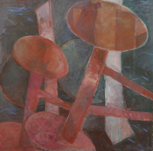 Staticka dinamika - Static of dynamics<br>
      tech.: oľej - oil<br>
      100x100 cm